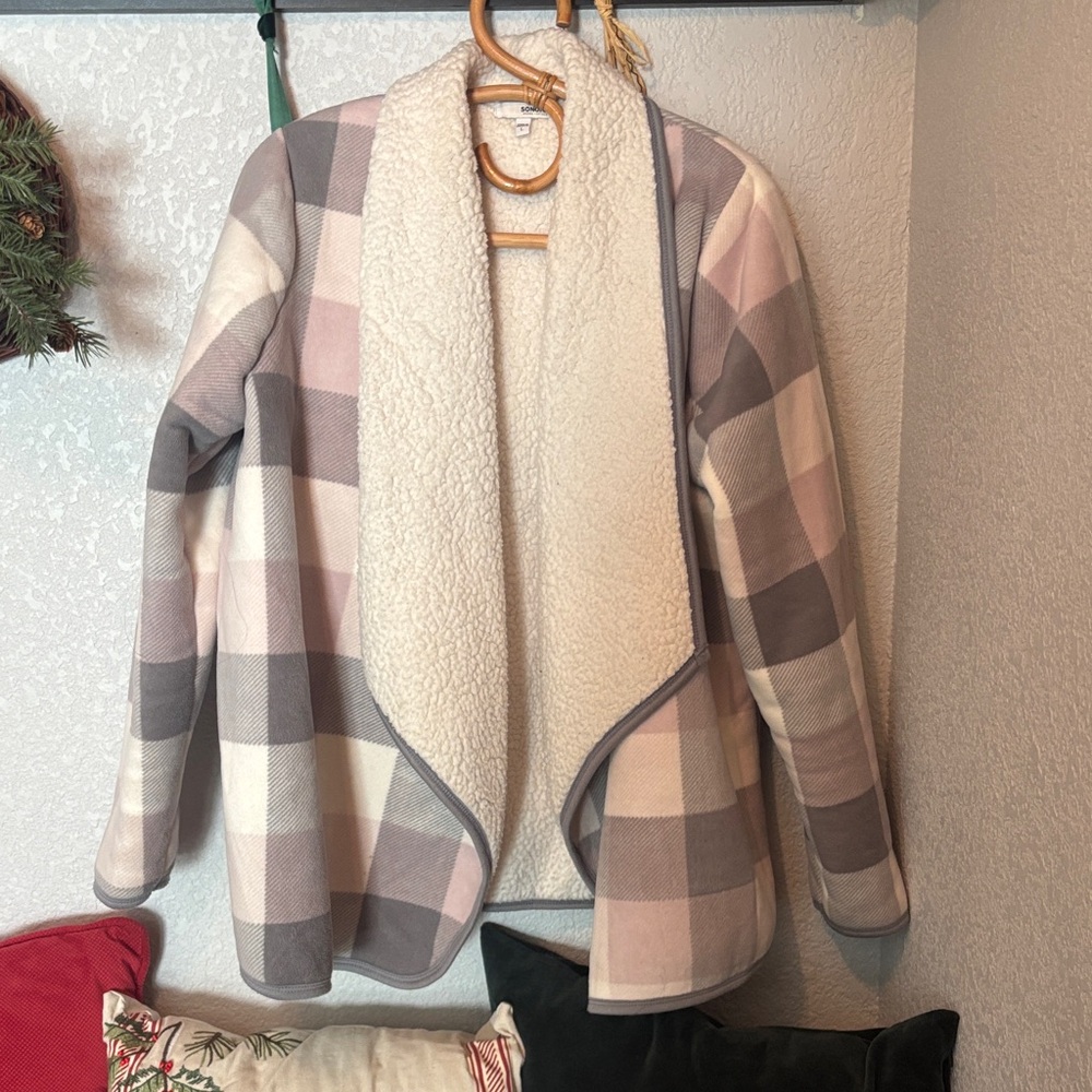 Sonoma Drape Wrap Cardigan Jacket Sweater Long Sleeve Soft Sherpa